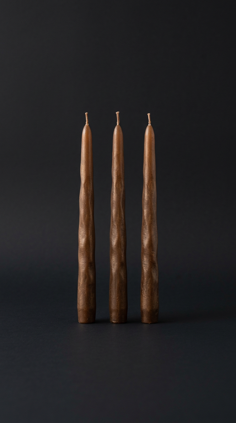 Bronzed ember taper candles set of three