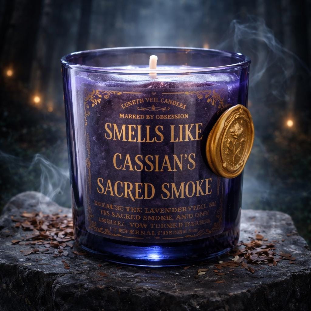 Cassian Sacred Smoke Candle | ACOTAR Dark Romance | Lavender Vetiver Soy Candle | BookTok Gift
