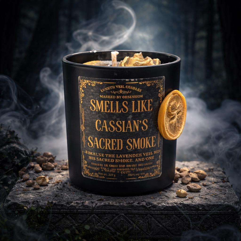 Cassian Sacred Smoke Candle | ACOTAR Dark Romance | Lavender Vetiver Soy Candle | BookTok Gift