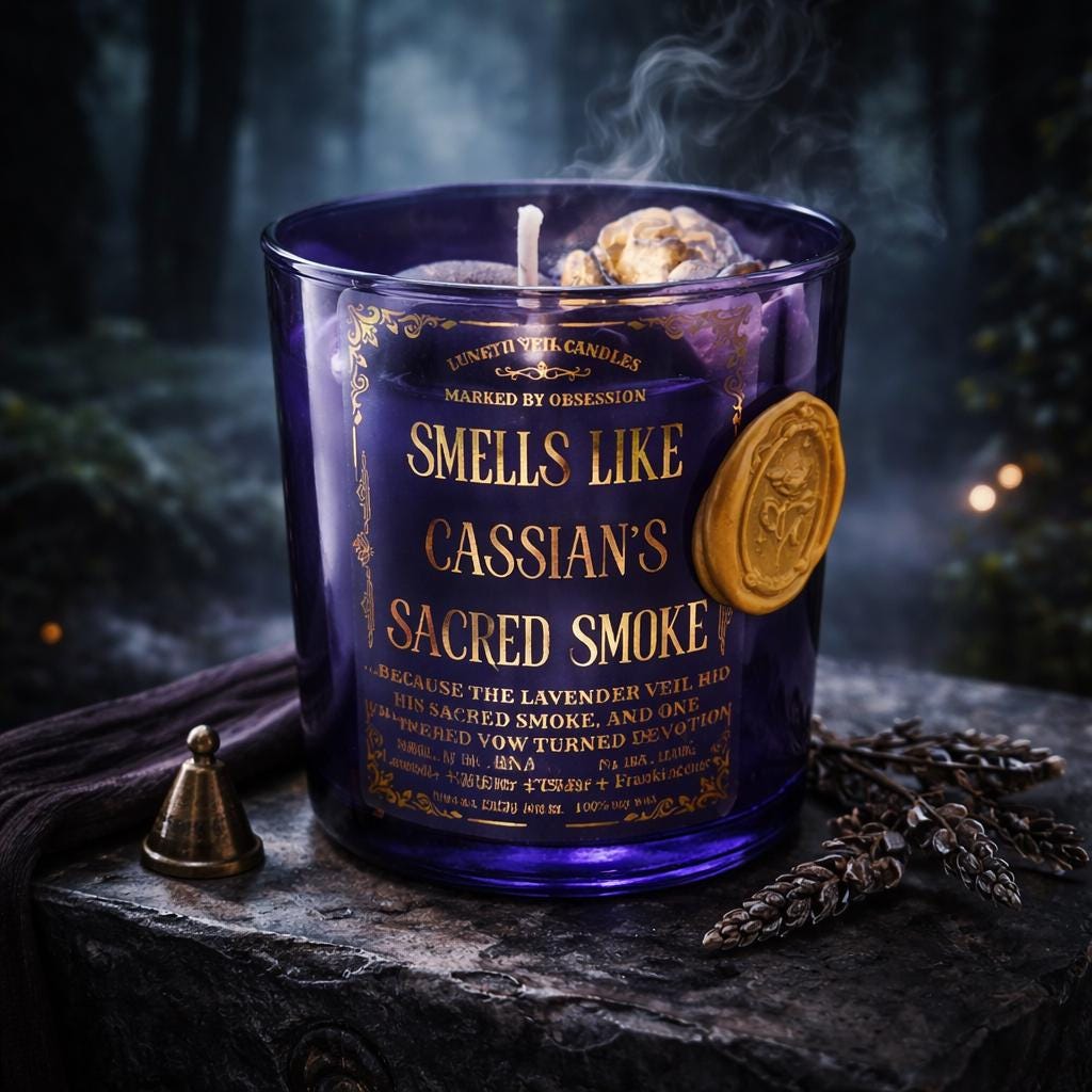 Cassian Sacred Smoke Candle | ACOTAR Dark Romance | Lavender Vetiver Soy Candle | BookTok Gift