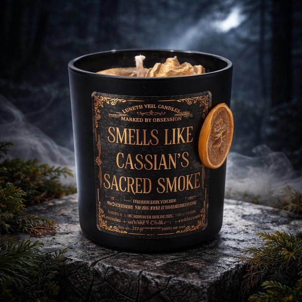 Cassian Sacred Smoke Candle | ACOTAR Dark Romance | Lavender Vetiver Soy Candle | BookTok Gift